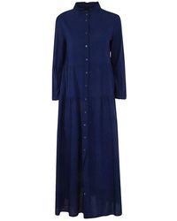Aspesi - Tiered Long-sleeved Maxi Shirt Dress - Lyst