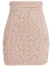 Balmain Pearl Crystal Skirt - Pink