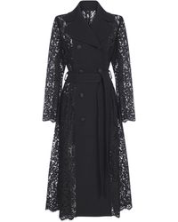 Dolce & Gabbana Belted Double Breasted Lace Coat - Black