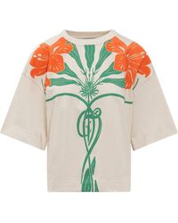 JW Anderson - Flower Printed Crewneck T-shirt - Lyst