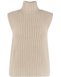 Womens Clothing Jumpers and knitwear Sleeveless jumpers NA-KD Beige Chunky Zip Detail Wool Bib in Natural 