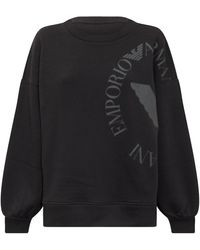 Emporio Armani Logo Printed Crewneck Sweatshirt - Black