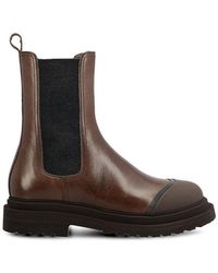 Brunello Cucinelli - Embellished Leather Chelsea Boots - Lyst