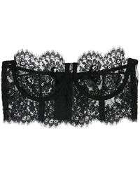 Dolce & Gabbana Floral Lace Cropped Bralette - Black