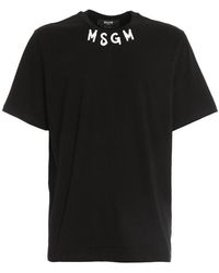 MSGM - Logo Printed Crewneck T-shirt - Lyst