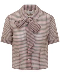 Thom Browne - Tucked Check Blouse - Lyst