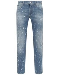 Dolce & Gabbana - Distressed Straight Leg Jeans - Lyst