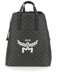 MCM - Medium Himmel Lauretos Logo Printed Backpack - Lyst