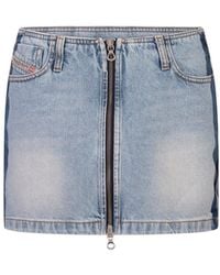 DIESEL - De-ron-s4 Low-waist Mini Denim Skirt - Lyst