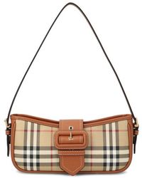 Burberry - Check Printed Buckle-detailed Shoulder Bag - Lyst