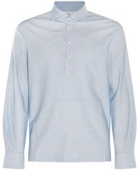 Brunello Cucinelli - Striped Long-sleeved Polo Shirt - Lyst