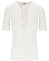Elisabetta Franchi - Ivory Knitted Top - Lyst