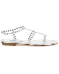Aquazzura - Tequila Plexi Crystal Embellished Flat Sandals - Lyst