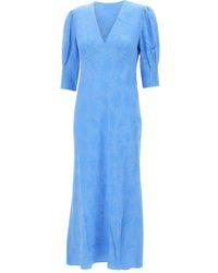 RIXO London - Sandrine Jacquard V-Neck Midi Dress - Lyst