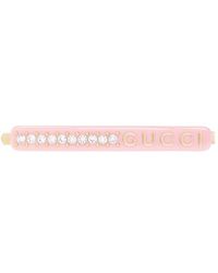 Gucci - Logo Plaque Crystal Embellished Hair Clip - Lyst