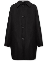 Palm Angels - Black Coat With Logo - Lyst
