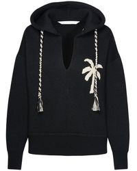 Palm Angels - Palm Intarsia Drawstring Knitted Hoodie - Lyst
