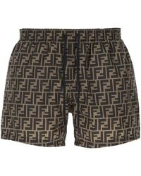 Save 22% Fendi Ff-logo Print Swim Shorts in Black for Men Mens Clothing Beachwear 