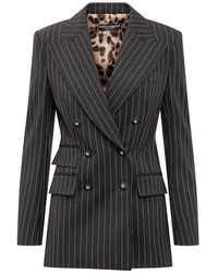 Dolce & Gabbana - Striped Double-Breasted Tailored Blazer - Lyst