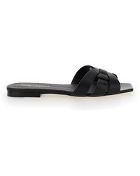 saint laurent black flat sandals