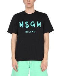 MSGM Logo Print Crewneck T-shirt - Black