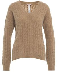 Liu Jo - V-Neck Cable Knit Jumper - Lyst