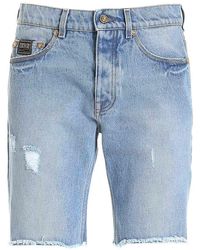 Save 8% Mens Clothing Shorts Bermuda shorts Versace Jeans Couture Destroyed-effect Denim Bermuda in Blue for Men 