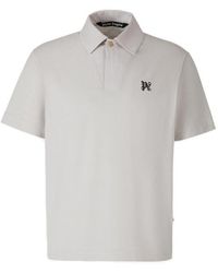 Palm Angels - Pa Monogram Embroidered Knit Polo Shirt - Lyst