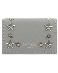 Jimmy Choo Leather Nello Card Holder - Grey