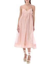Zimmermann Linen Dancer Empire Waist Dress Dusty Pink | Lyst UK