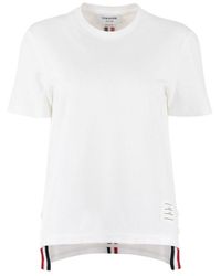 Thom Browne - White T Shirt With Tricolour Detail - Lyst