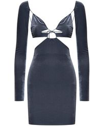 Amazuìn - Cut Out Detailed Velvet Mini Dress - Lyst