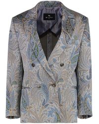 Etro - Double Breasted Paisley Jacquard Jacket - Lyst