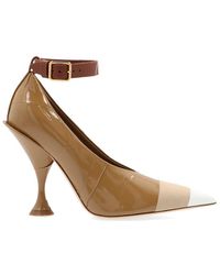 Burberry Ankle Strap Stripe Detail Pumps - Brown