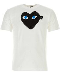 COMME DES GARÇONS PLAY - Double Heart Logo T-shirt - Lyst