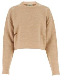 Fendi - Beige Wool Blend Reversible Sweater - Lyst