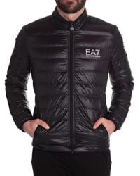 EA7 - Logo Printed Zipped Puffer Jacket - Lyst