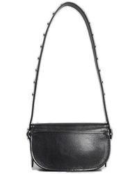 【送料&関税込】Bally Beckett Logo Printed Studded Shoulder BALLY Beckett Flat medium studded glossed-leather shoulder