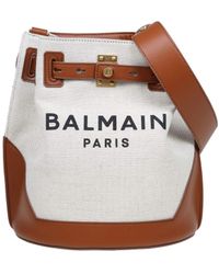 Balmain B-army Bucket In Canvas And Leather - Multicolour