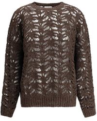 Brunello Cucinelli - Foliage Lace Linen And Silk Diamond Knit - Lyst