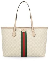 Gucci - Ophidia Webbing-trimmed Printed Coated-canvas And Leather Tote - Lyst