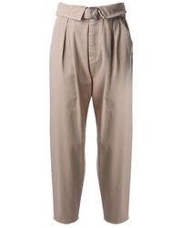 Pinko - Cotton Trousers With Integrated Belt - Lyst