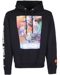 heron bird slogan print hoodie
