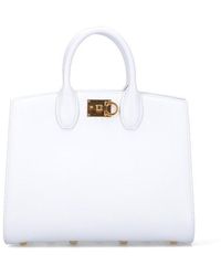 Ferragamo - White Leather The Studio Handbag - Lyst