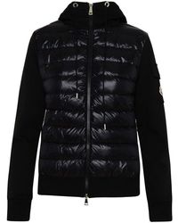 Moncler Quilted Panel Hooded Jacket - Black