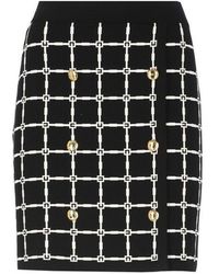Elisabetta Franchi - Jacquard Logo Miniskirt With Buttons - Lyst