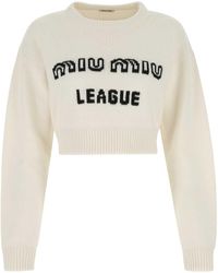 Miu Miu Ivory Cashmere Oversize Sweater - White