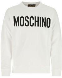 Moschino Cotton White Double Question Mark Sweatshirt for Men gym and workout clothes Moschino Activewear Mens Activewear gym and workout clothes 