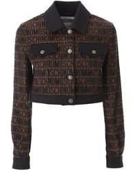 Moschino - Monogram Printed Cropped Buttoned Jacket - Lyst