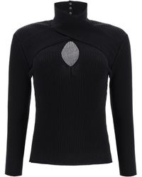 MSGM Sweater With Cut-out Xs Wool - Black